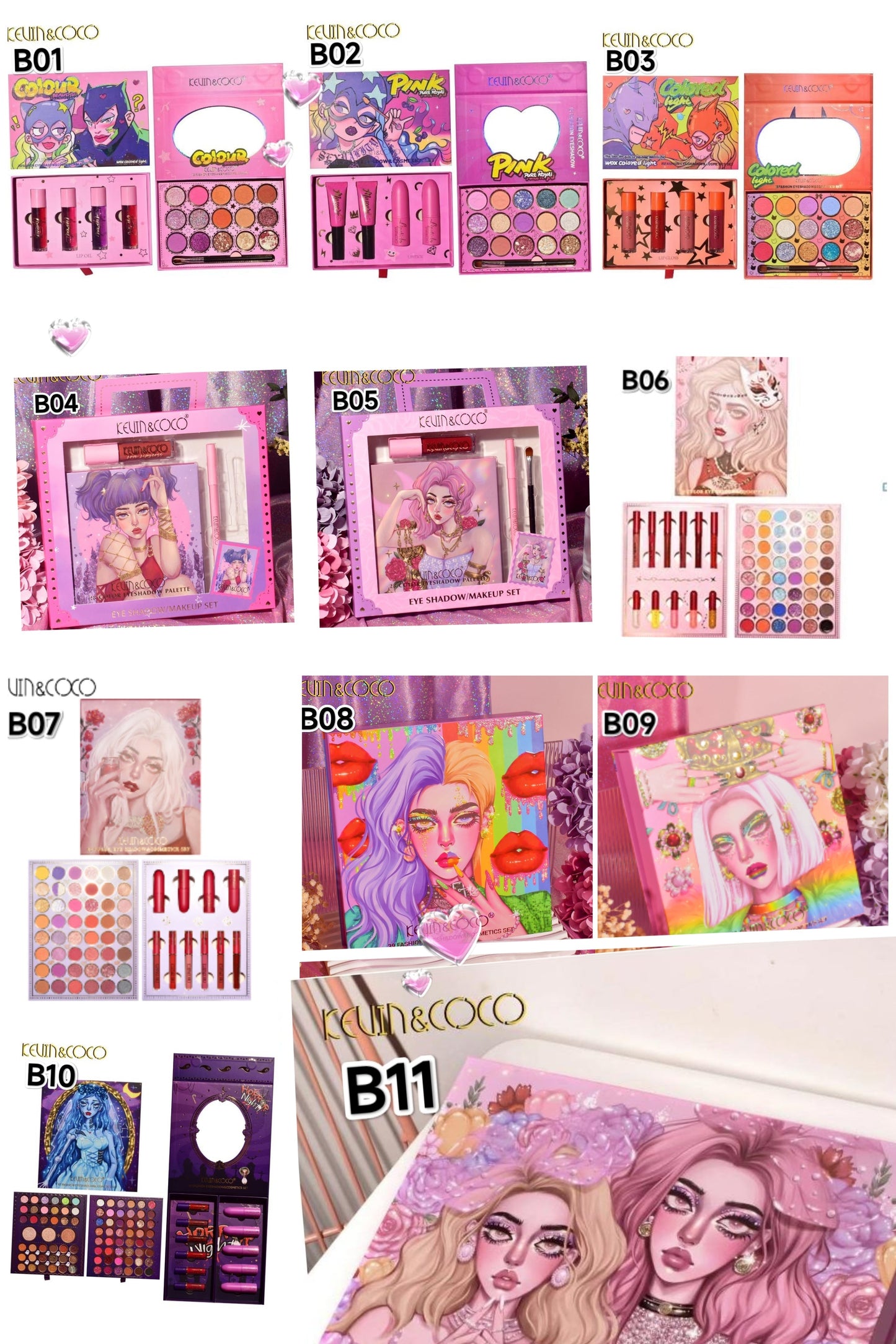 【Buy 15 Get 17】Makeup Bundle With 1 Kevin&Coco + 16 PCS Makeups/Makeup Tools/Skincare